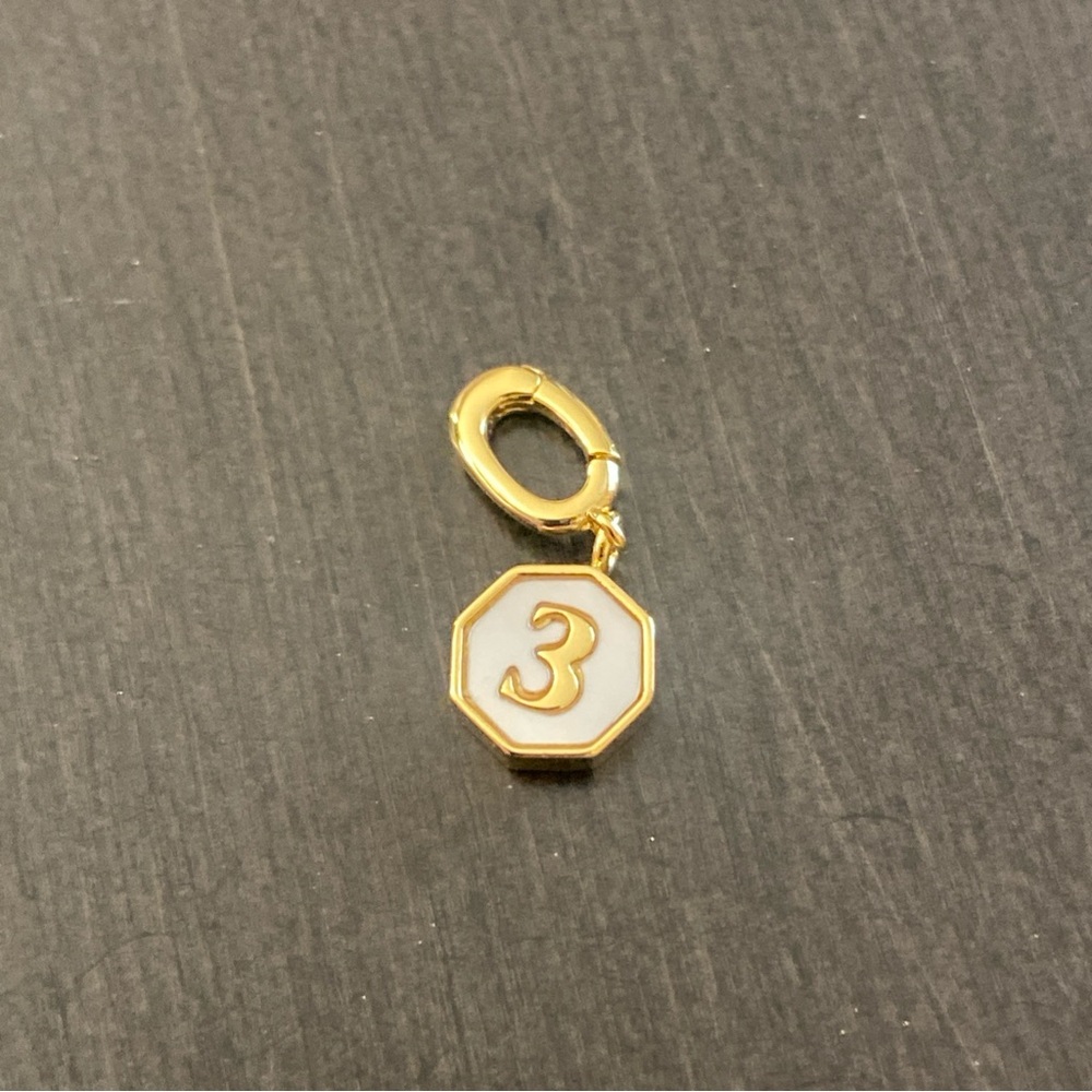 Gorjana 18K Gold Plated Enamel Detail Vintage Number 3 Parker Charm